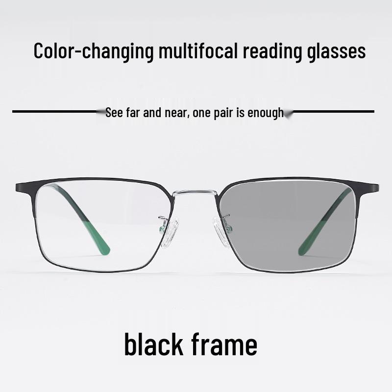 Premium Photochromic Progressive Multifocal Reading Glasses with Anti-Blue Light, UV Protection, and Pure Titanium Frames
