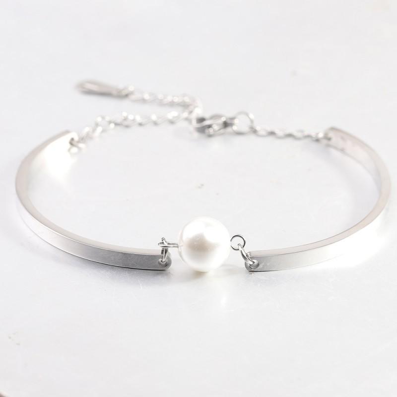 Stainless Steel Bracelet With Smooth 3mm Sea Shell Bead Minimalist Design Women Fashion OL Jewelry