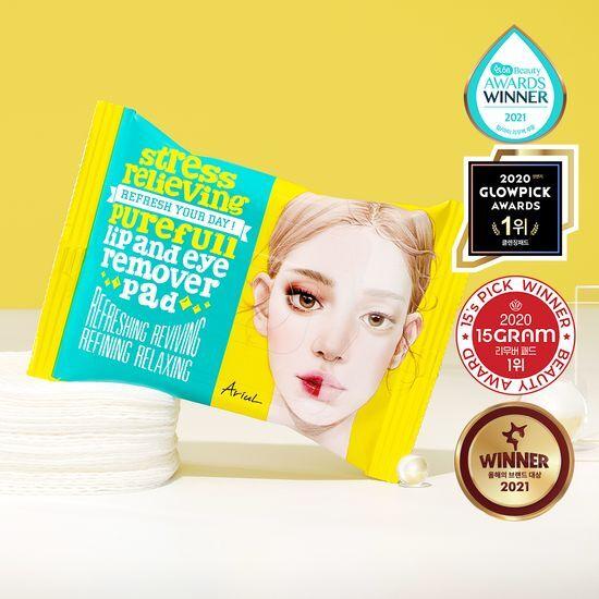 ARIUL Stress Relieving Lip & Eye Remover Pads, 30 Sheets