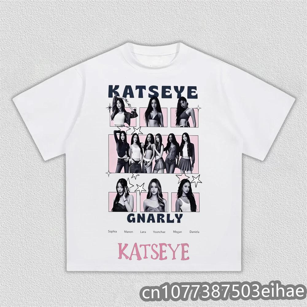 Teen Katseye Tshirt 2000s Kawaii Graphic Anime Digital Classic Hip Hop Style Youth Fashion Short Sleeve Casual Top