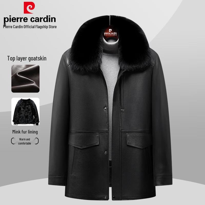 Pierre Cardin Men's Mid-Length Goatskin Leather Jacket