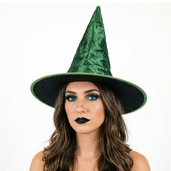 Velvet Pleated Witch Hats Multi Color Options For Halloween Party Cosplay Stage Performance Costume Dress Up Accessories