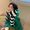 Women's Korean Style Blue Striped Knitted Scarf Autumn Winter Student Warm Versatile Neck-protecting Neck Warmer