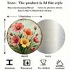 Vintage Round Metal Wall Art Sunflower and Morning Glory Pastel Tones Decor for Bedroom Living Room