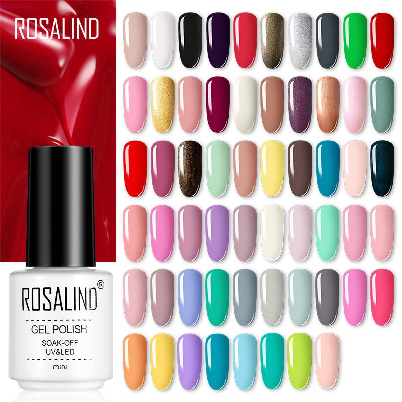 

ROSALIND White Bottle UV LED Nail Gel Polish Soak Off UV Gel Varnish Hybrid Nails Art Design Colors Nail Polish Гель-лак