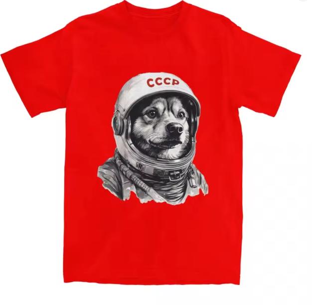 2026 Leika Space Uzbekistan Astronaut Dog Pattern TShirt Short Sleeve Casual Wear Unisexs And Unisexs TShirts Unisexs Jacket