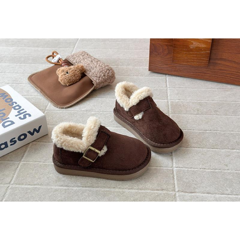 French Style Fleece Lined Thick Sole Girls Fuzzy Winter Ankle Snow Boots