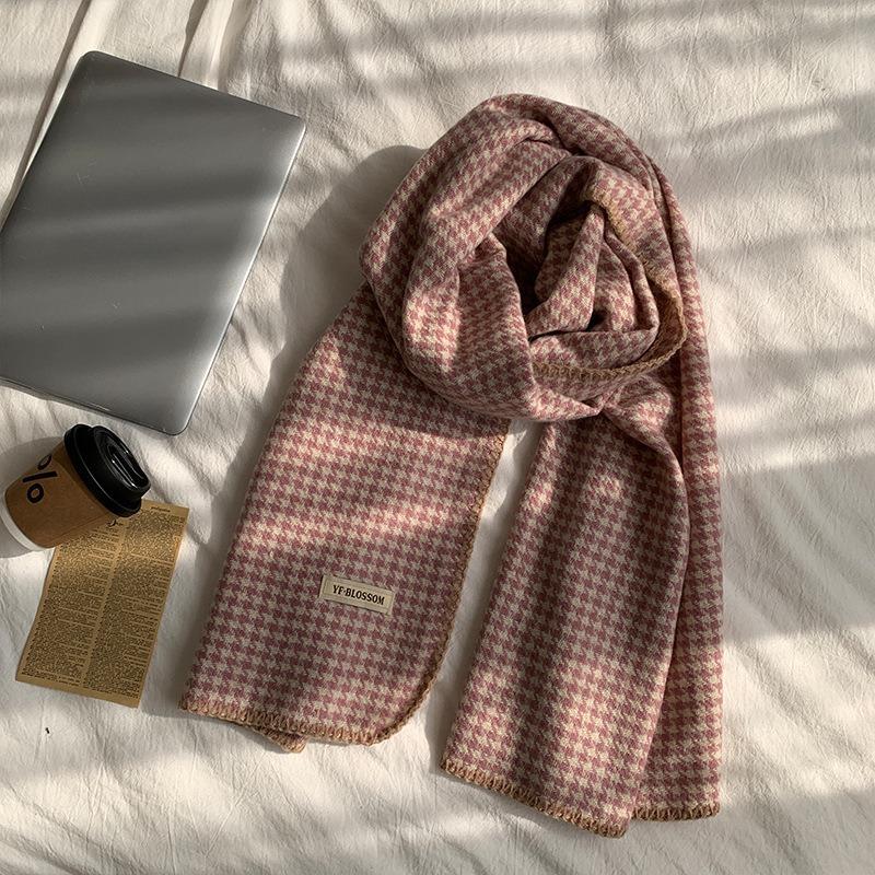 British Classic Warm Houndstooth Scarf for Women in Winter  High End Double-sided Warm Scarf for Winter Wear  Large Shawl