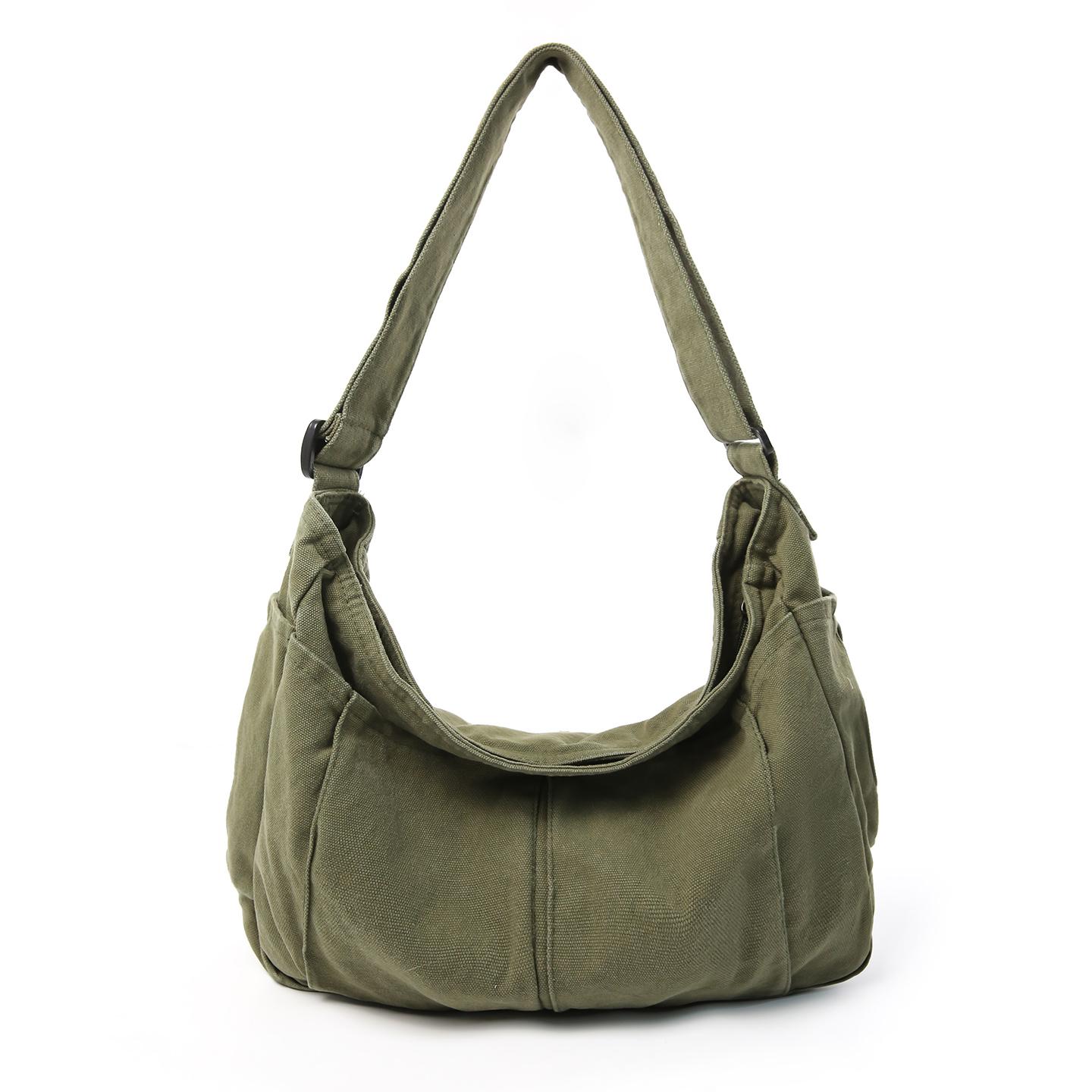 

Casual Canvas Crossbody Bag for Women Adjustable Strap Lightweight Durable Daily Shoulder Bag for Commute Casual Daily Activities 37x12x28cm зелений