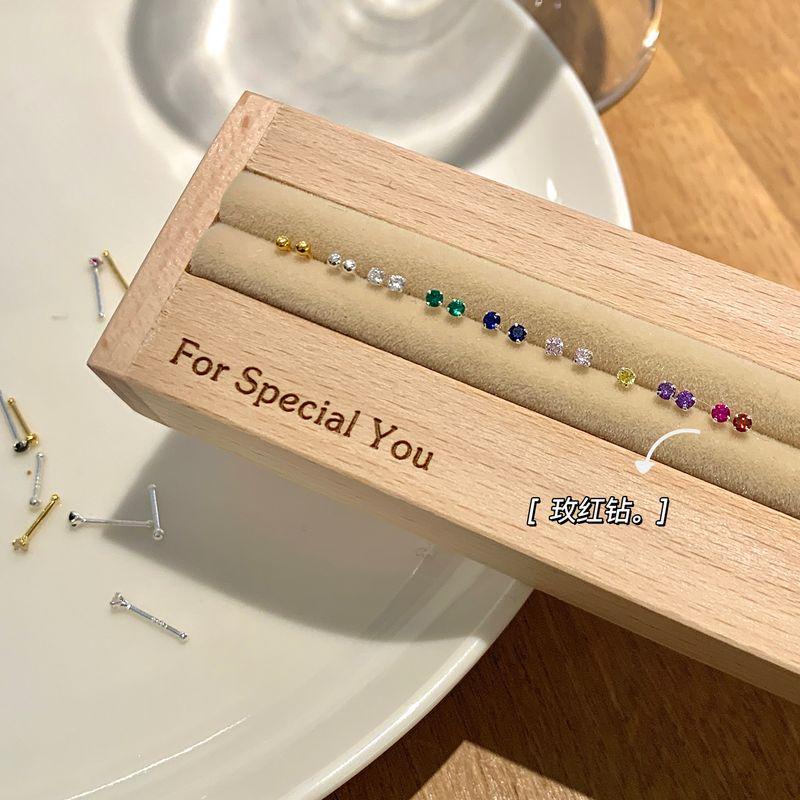 

Dudu Couple Sterling Silver Women s Ear Stretcher Sleep Zircon [Rose Red Drill Four Claw] Ear-free