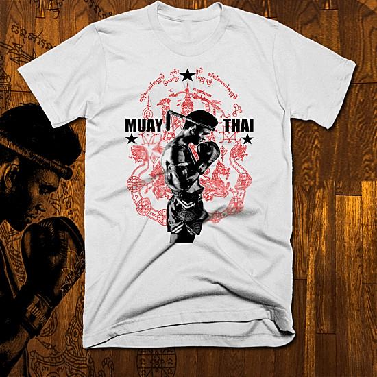 

Muay Thai T-shirt Thai boxing Sak Yant prayer Tattoo Thai Boxer Martial Arts tee 2XL