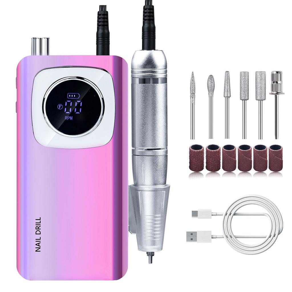 Electric Nail Files Rechargeable Nail Drill 45000RPM Nail Drill Machine for Acrylic and Gel Nails Electric Manicure Set