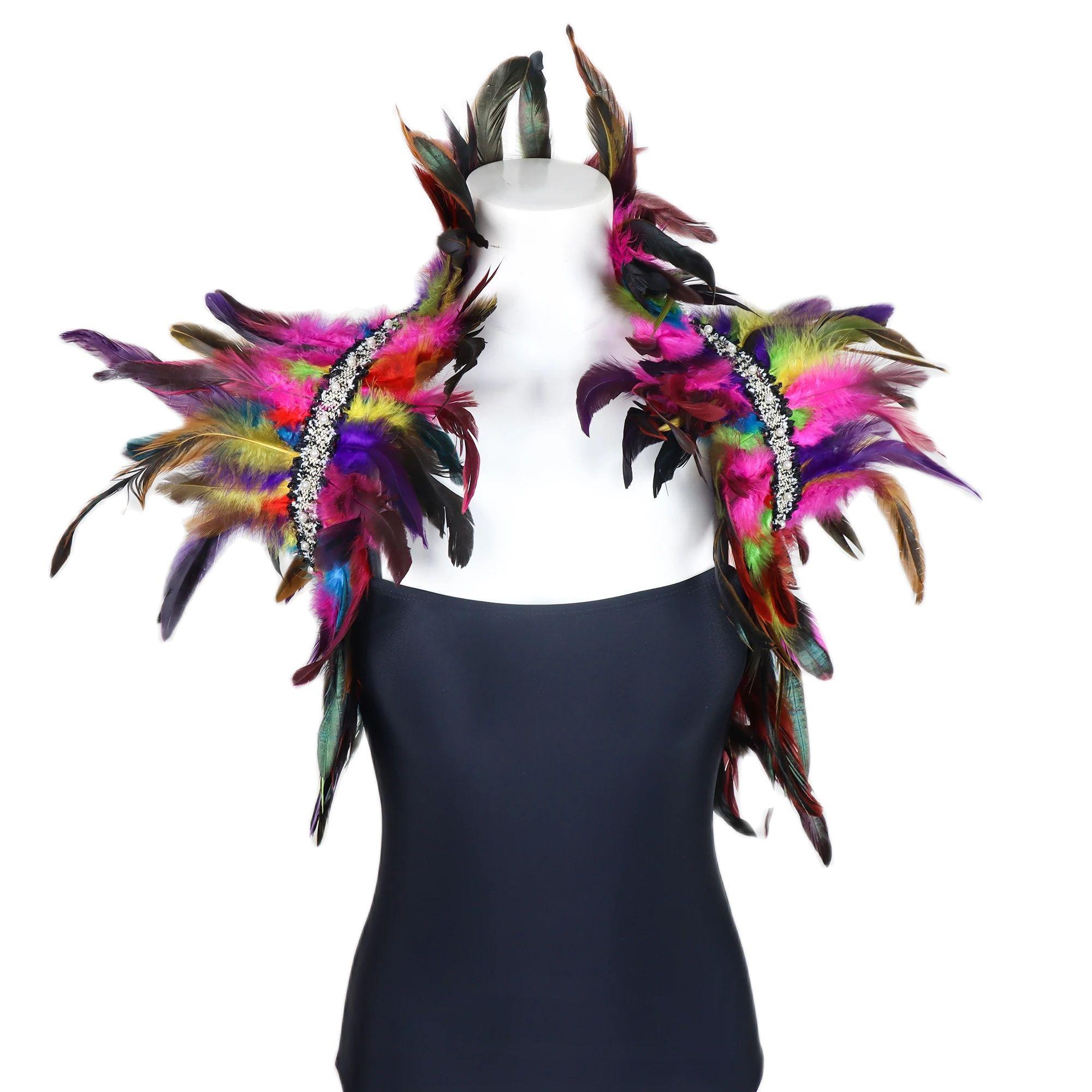 

Перьевая шаль-накидка Костюмы для сцены Перьевой жилет Имитация воротника Шарф Косплей Аниме аксессуары