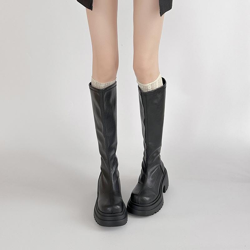 British Fashion Women's Martin Boots Versatile Thick-soled Heightening Boots Autumn and Winter Sleeve Slimming Temperament Elastic Boots