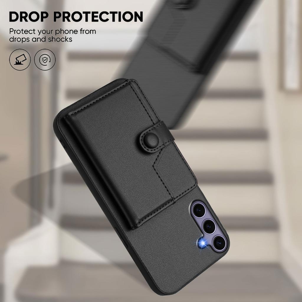 For Samsung Galaxy S25 Case RFID Blocking Card Holder Kickstand TPU + PU Leather Phone Back Cover