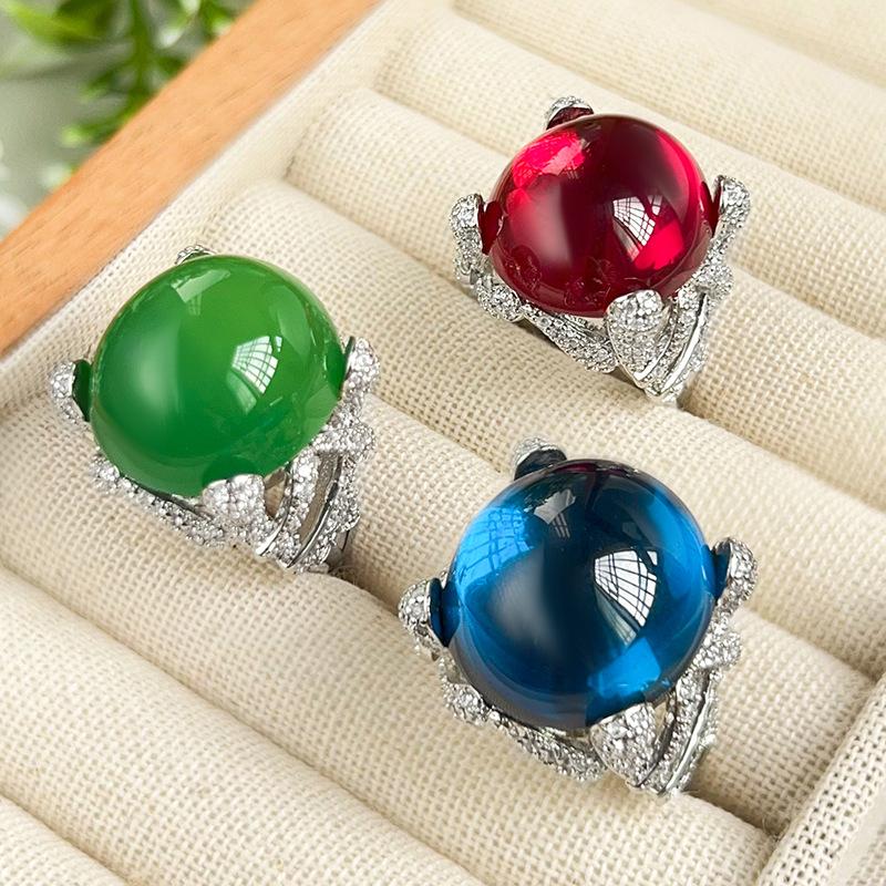 Autumn And Winter Jewelry Copper Bottom Gold-Plated Denier Blue Spinel Personalized Women'S Ring Main Stone 18 * 20