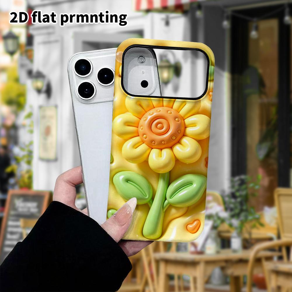 Phone Case: 2D flat design suitable for iPhone 18, 17, 16, 15, 14, 13 Pro protective case, sunflower and little bee, perfect holiday gift for Christma