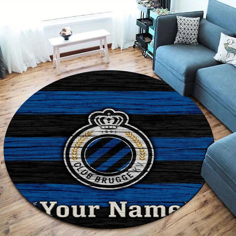 Club Brugge KV Custom Name Round Area Rug,Carpet Rug for Living Room Bedroom Sofa Playroom Decor,Non-slip Floor Mat