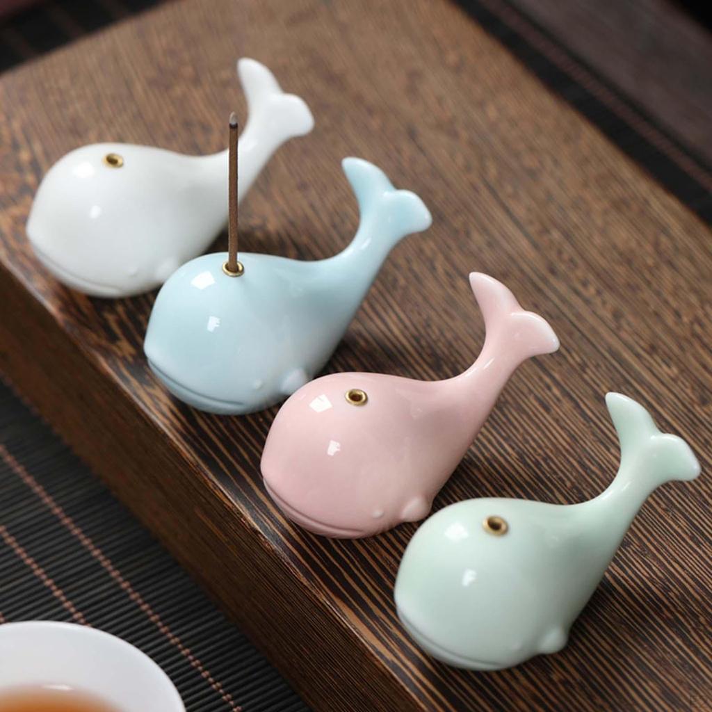 Ceramic Whale Incense Holder - Handcrafted Aromatherapy Ornament for Home and Office