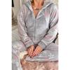 Damen-Overall-Pyjama aus Fleece-Plüsch mit rotem Schneeflockenmuster