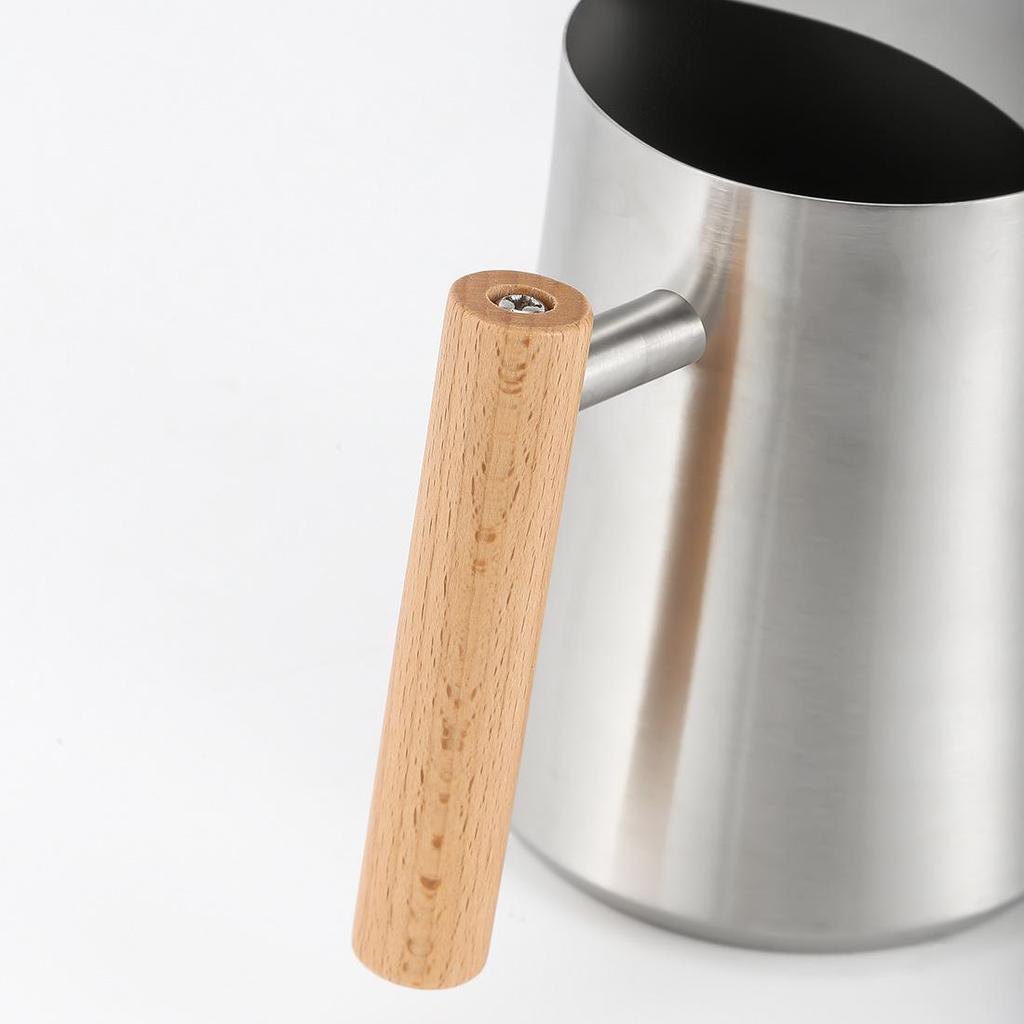Stainless Steel 1000ml Watering Can with Wood Handle – Creative Slim Waist Design for Gardening