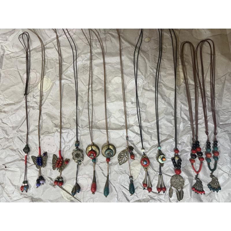 New Forest handmade ceramic necklace, women's retro versatile sweater chain simple long accessories pendant