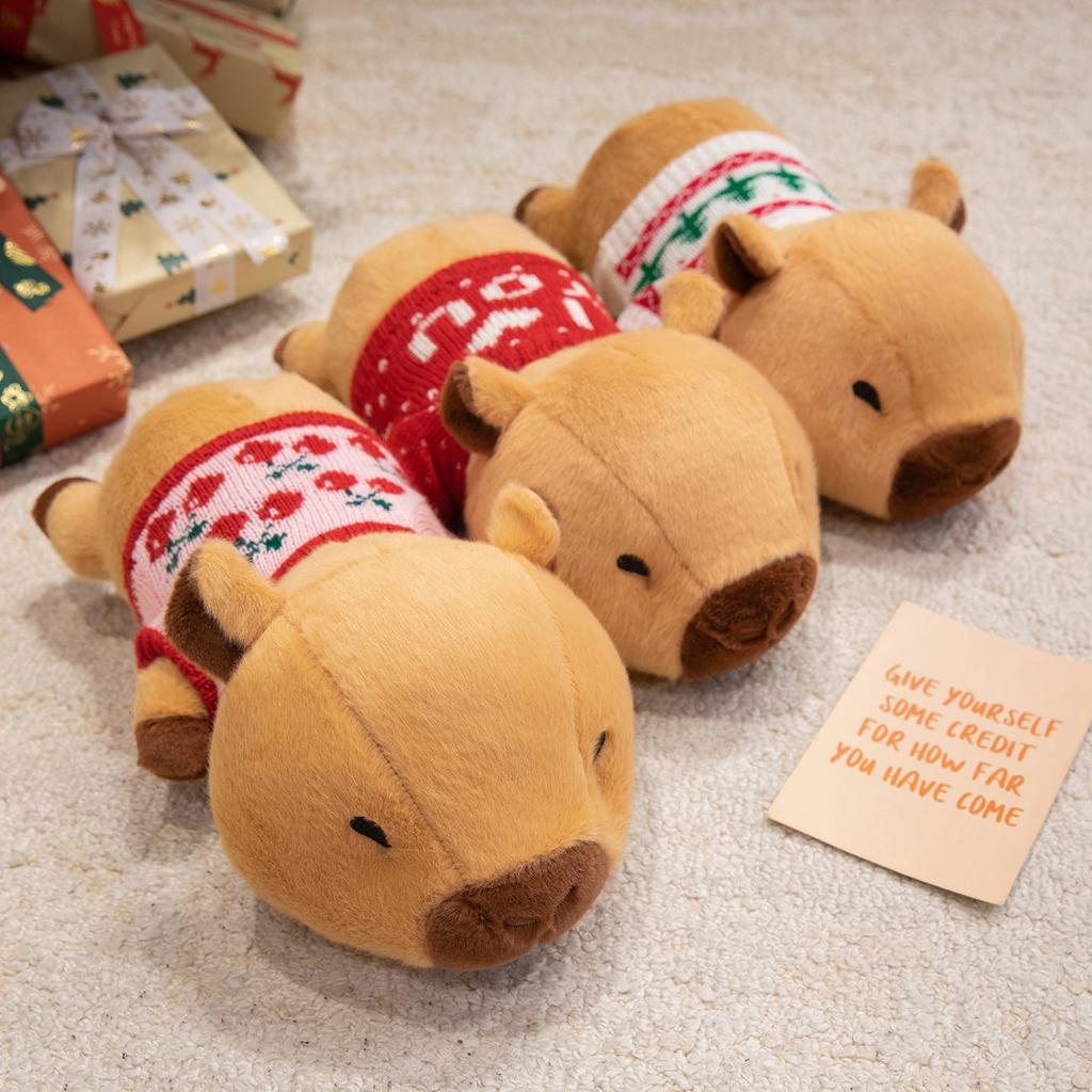 20/36cm Cartoon Dressing Capybara Plush Doll Pillow Lying Sweater Capybara Stuffed Animal Home Decoration Gift For Children