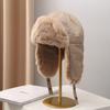 Женские ветрозащитные шапки с клапаном, плюшевая шляпа-авиатор, однотонная шапка-бомбер с защитой ушей, утолщенная