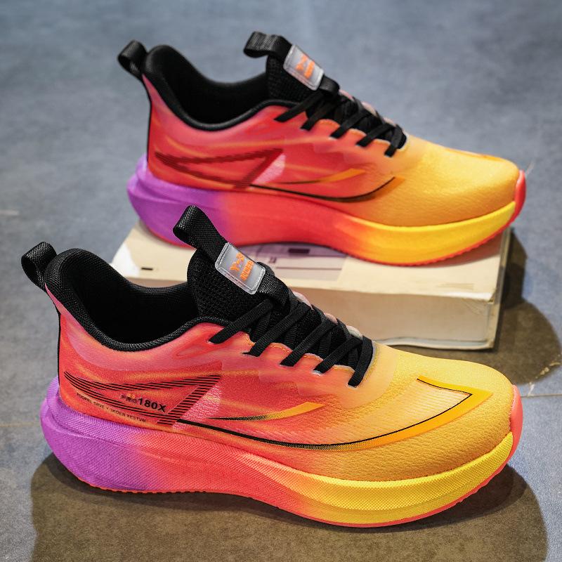 Running shoes carbon plate mesh breathable sports shoes men's soft sole shock absorption middle school entrance examination women's shoes