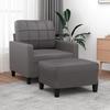 VidaXL Armchair with Footrest Grey 60 Cm Faux Leather 3201011