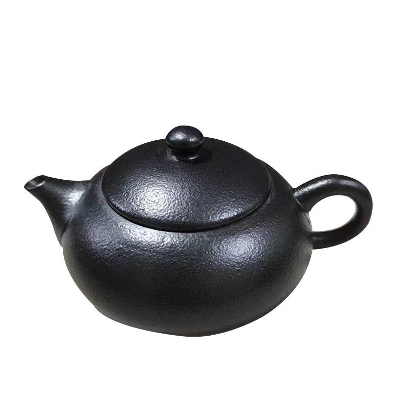 Special Clearance: Black Pottery Teapot Set - Japanese Retro Coarse Ceramic, Anti-Scald, Side Handle, Kung Fu Style