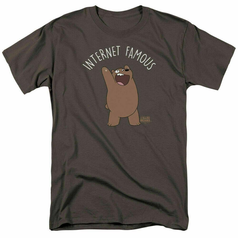 26 We Bare Bears Internet T Shirt Mens Licensed Cartoon Merchandise Charcoal Unisex T-Shirt L