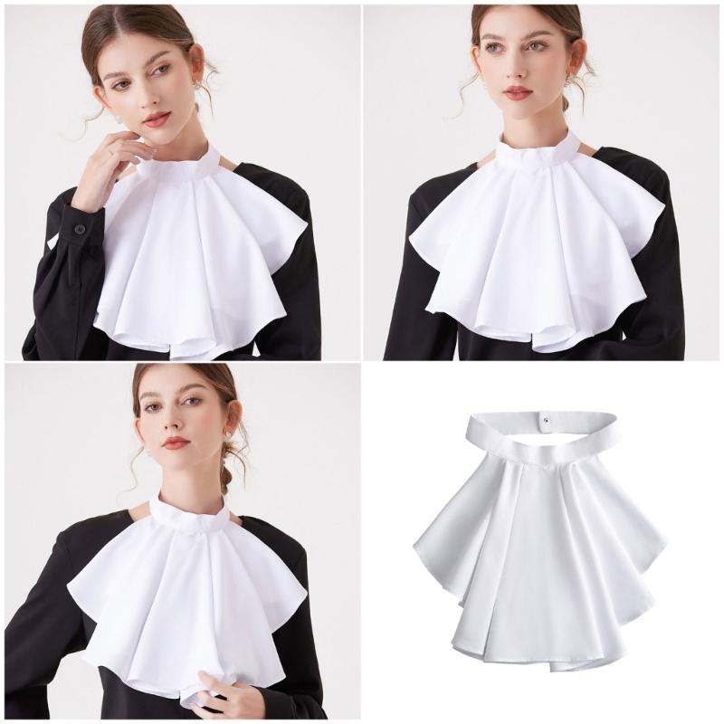 Elegant Pleated Collar Detachable Layered Neck Accessory For Women Men Kids Comfortable Polyester Fashion