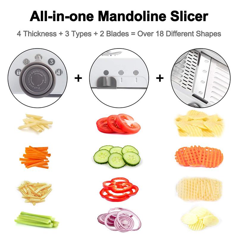 Mandoline Slicer Stainless Steel Vegetable Julienner Adjustable Safe Blades Grater Professional Multi-function Tomato Slicer