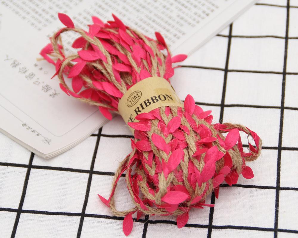 

10M Simulation Green Leaves Weaving Hemp Rope DIY Wedding Birthday Wedding Decoration Rattan Gift Bouquet Packaging Rope 10m