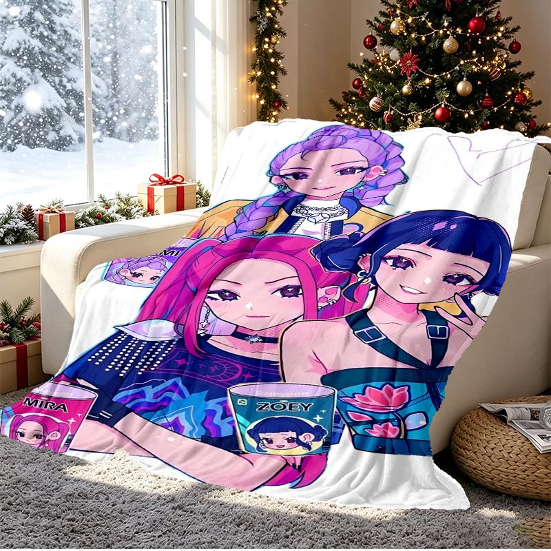KPop Dämonenjäger Muster Decke für Heimdekoration, Bett, Sofa, Auto Reisen, Camping, Geeignet für Alle Jahreszeiten, Geburtstags-Weihnachtsgeschenk