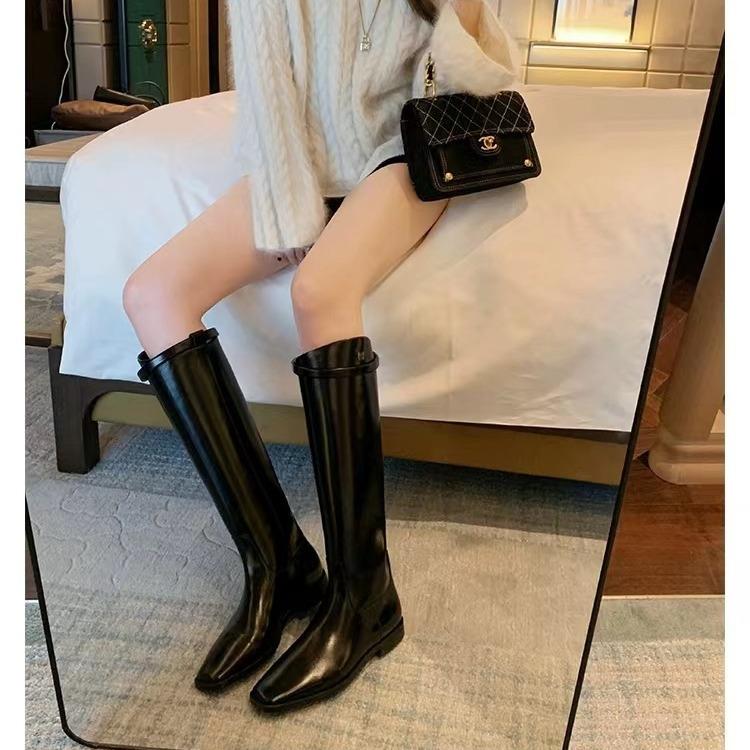 New spot grape mother, the same thin belt buckle leather boots, but knee thick heel thick sole heightening knight