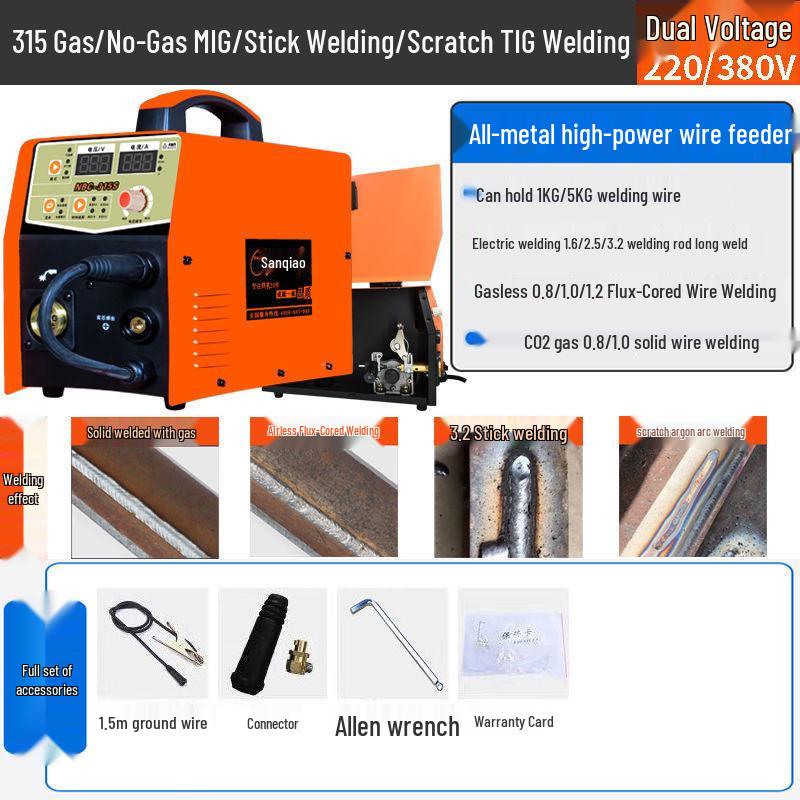 

NBC-315 Dual Voltage Gasless MIG Welder: High-Power, Multi-Function Electric Welder for Construction and Home Use.