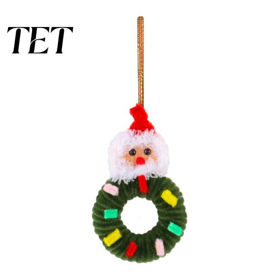 Mini Noel Ağacı Süsü El Yapımı Pipo Temizleyici Çelenk Süsü, Kadife Saplı Fiyonk Çan Süslemeli El Sanatları Çanlarla Tatil Penceresi Şömine İçin