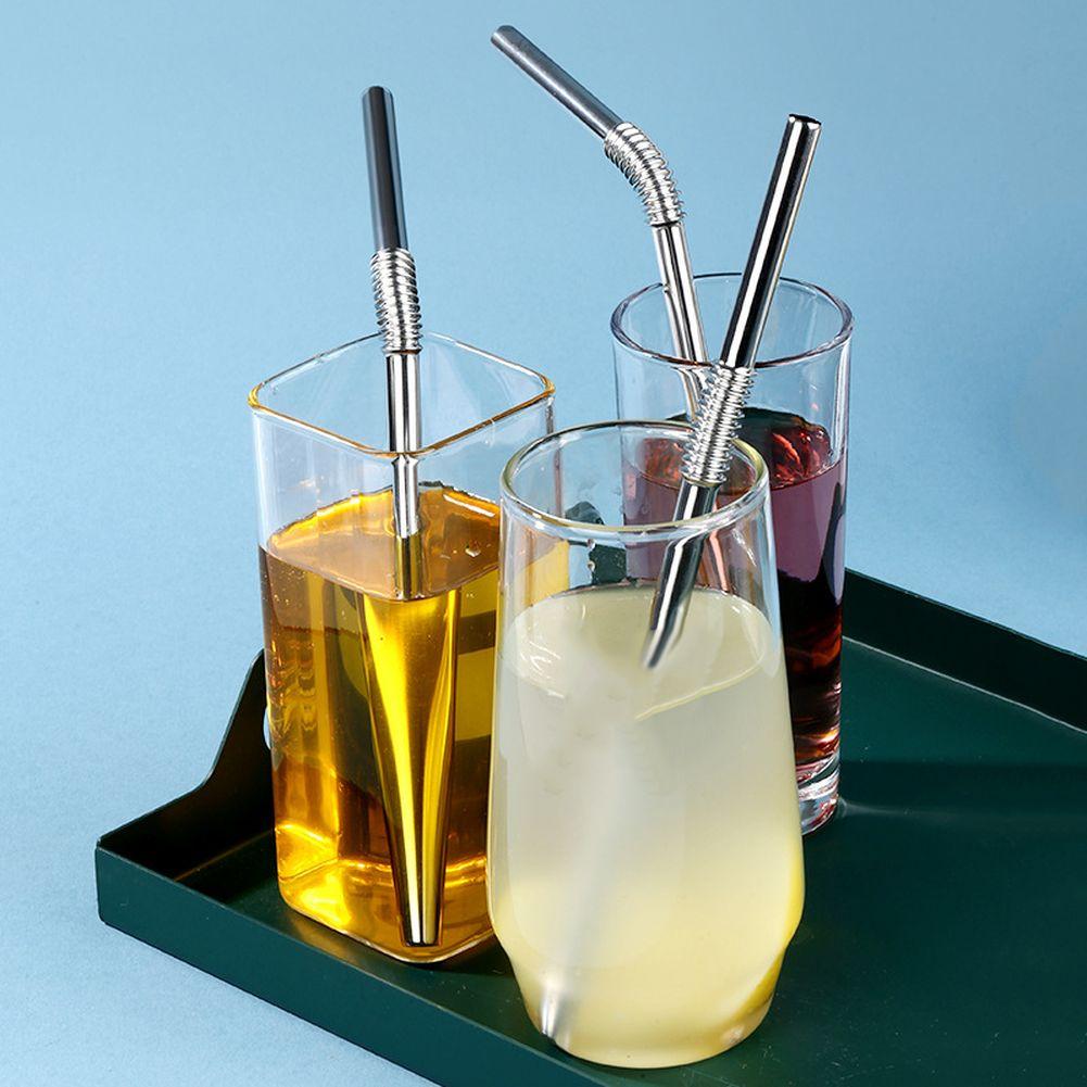 4pcs Flexible 304 Stainless Steel Straws Bendable Reusable Metal Straw For Cup Mug Home Outdoor Travel Kitchen Dining Set
