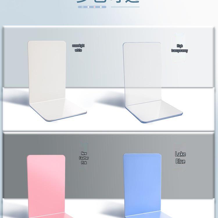 Zestaw 4 grubych kolorowych akrylowych podpórek do książek - do przechowywania na biurku i klipsów podtrzymujących