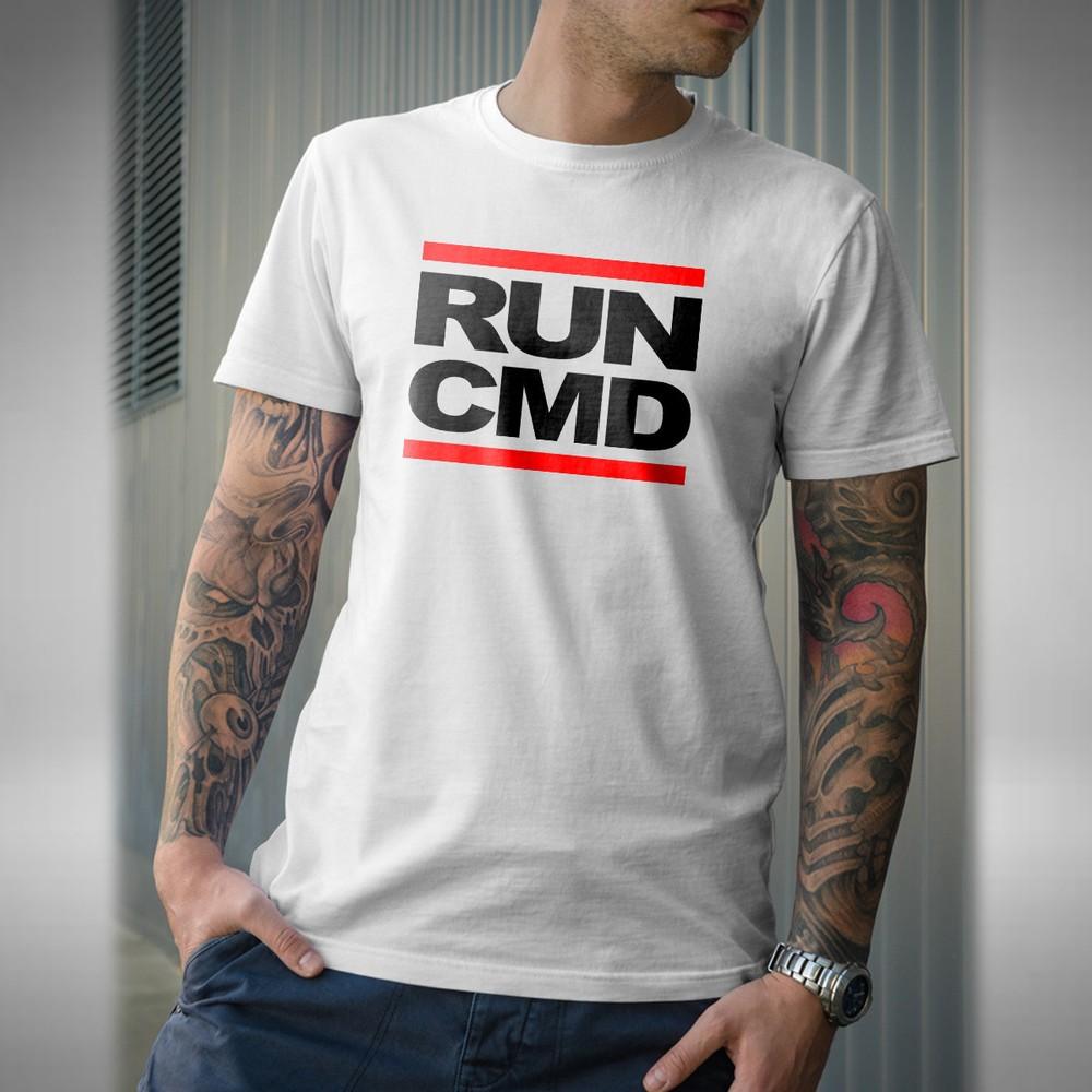 

RUN CMD Men s T-Shirt Funny Humour Office Computer Programmer Geek Nerd 4XL