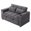 N625P352301302303G) Sleeper Sofa 3-in-1 Pull-out Sofa, Adjustable Backrest, USB Port, 2-Seater Sofa Daybed, with Hidden Table, Cup Holder, Grey