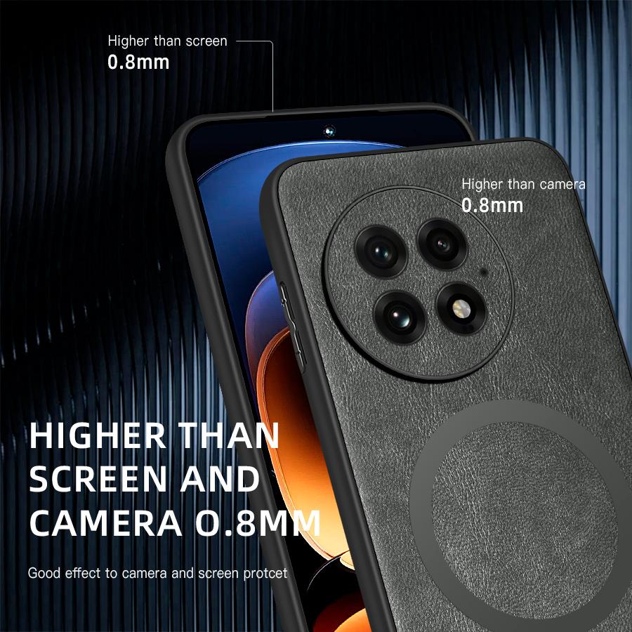 Classic Leather Wireless Charging For Magsafe Magnetic Case For OnePlus 13 OnePlus13 5G Soft Back Cover