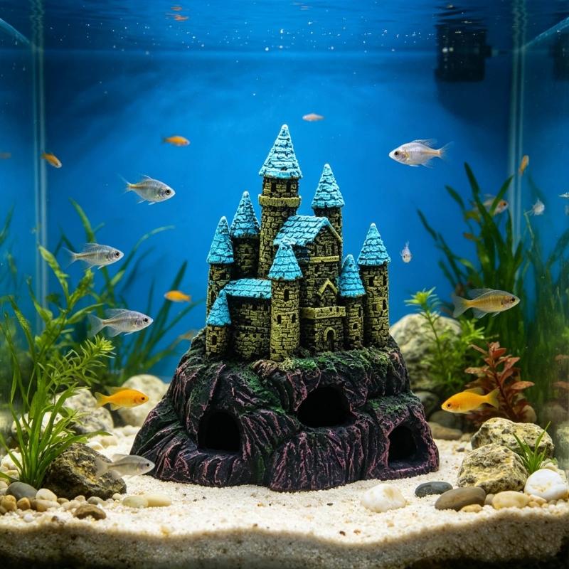 Unique Fish Tanks Castles Decoration Resins Sculpture Safe Fish Tanks Castles Cave Shelter House Plant Accessories