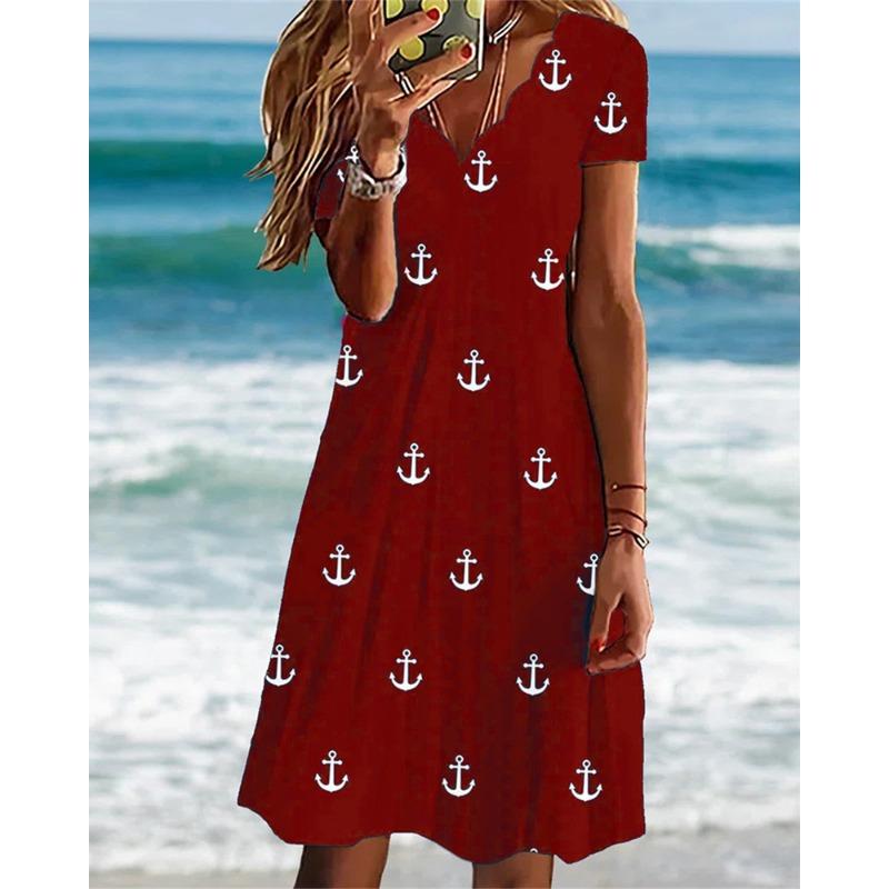 HNXC Abiti casual con scollo a V a maniche corte primavera estate moda donna