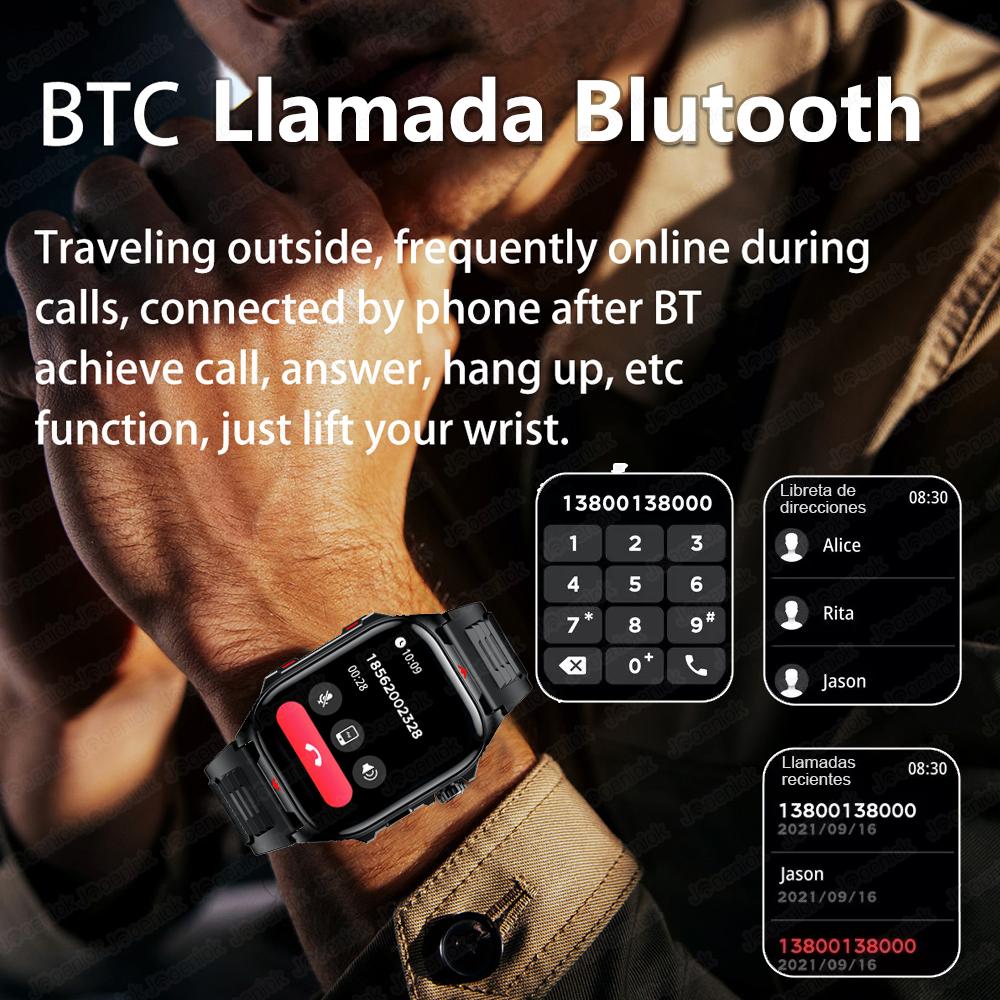 New Military Outdoor Smart Watch Men IP68 Waterproof LED Flashlight 400 mAh Battery Health Monitoring Bluetooth Call Smartwatch
