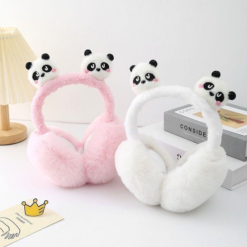 Cute Panda Folding Ear Cups for Children,Princesses  Plush Ear Cups for Girls Winter, and Warm Ear Cups for Students Cycling