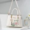 Women Embroidery Lotus Pattern Shoulder Bag Large Capacity Tote Handbag