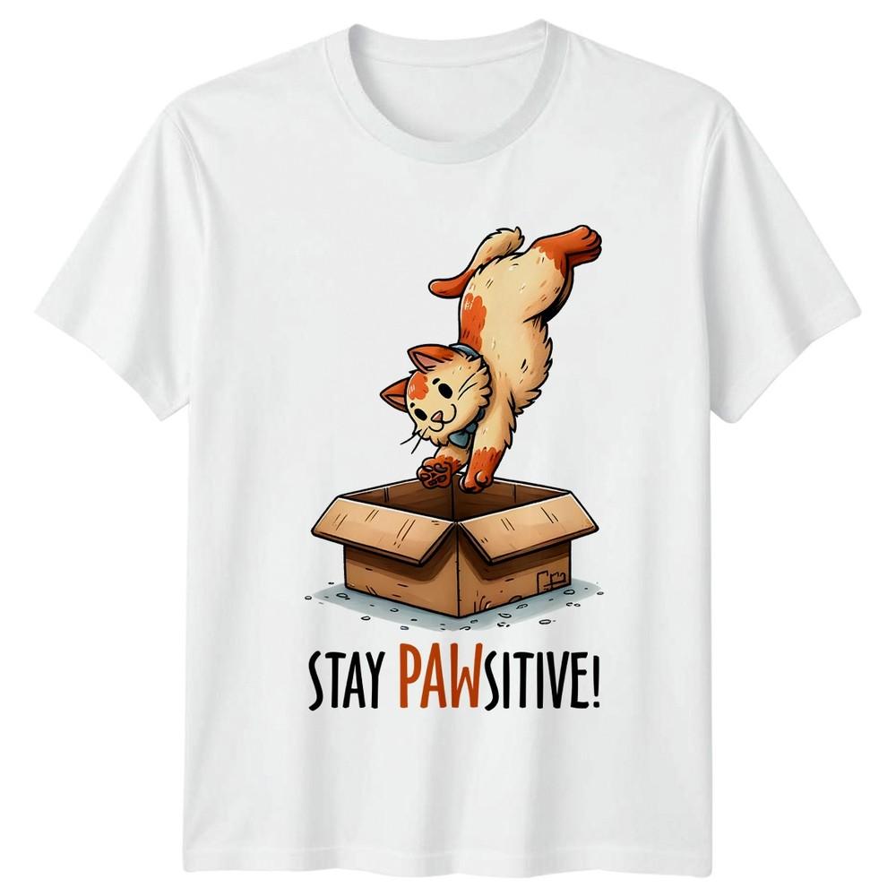 Stay Pawsitive TShirt Cat Puns Cats Birthday Gift For Him And Her S